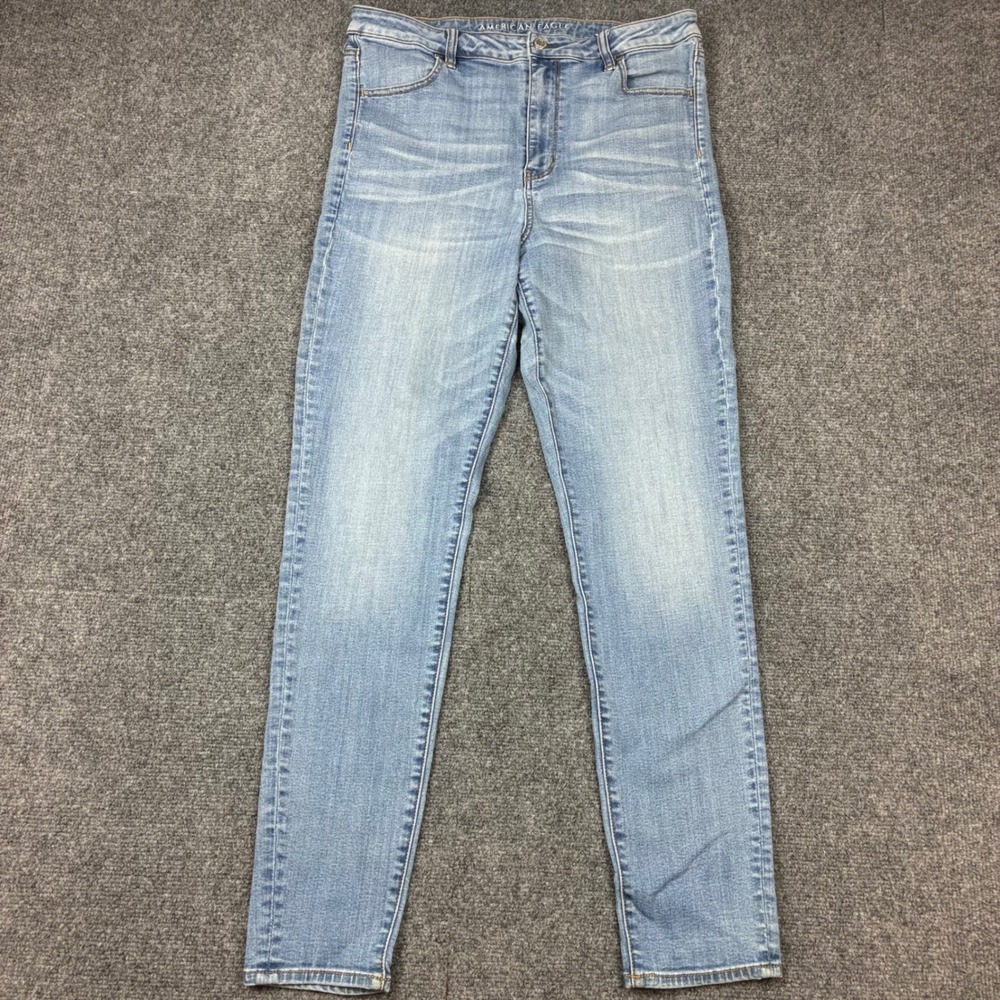 American Eagle Super Stretch Jeans Light Wash High Rise Womens Size 16 Long
